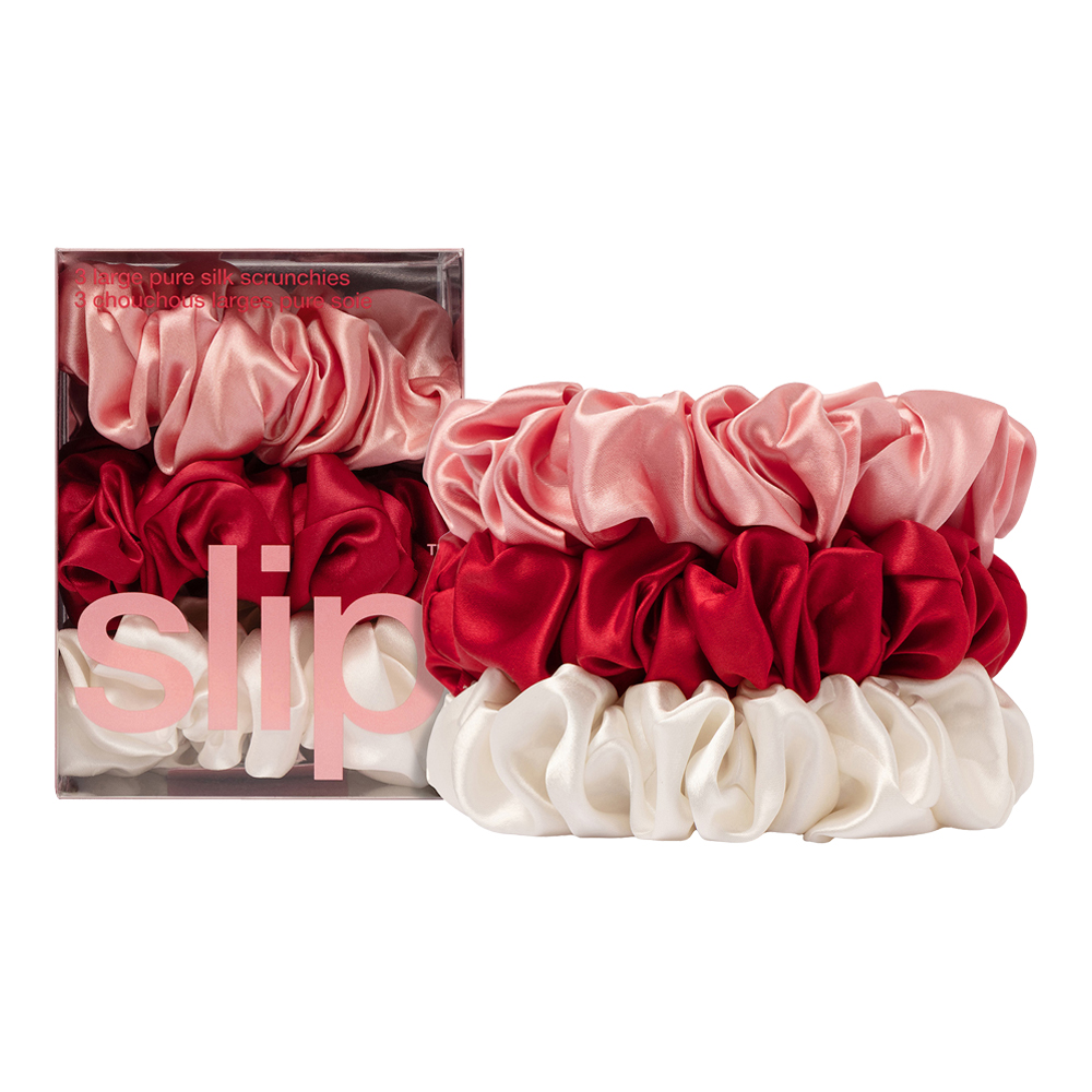 3 Large Pure Silk Scrunchies Set - Rosy (Limited Edition)