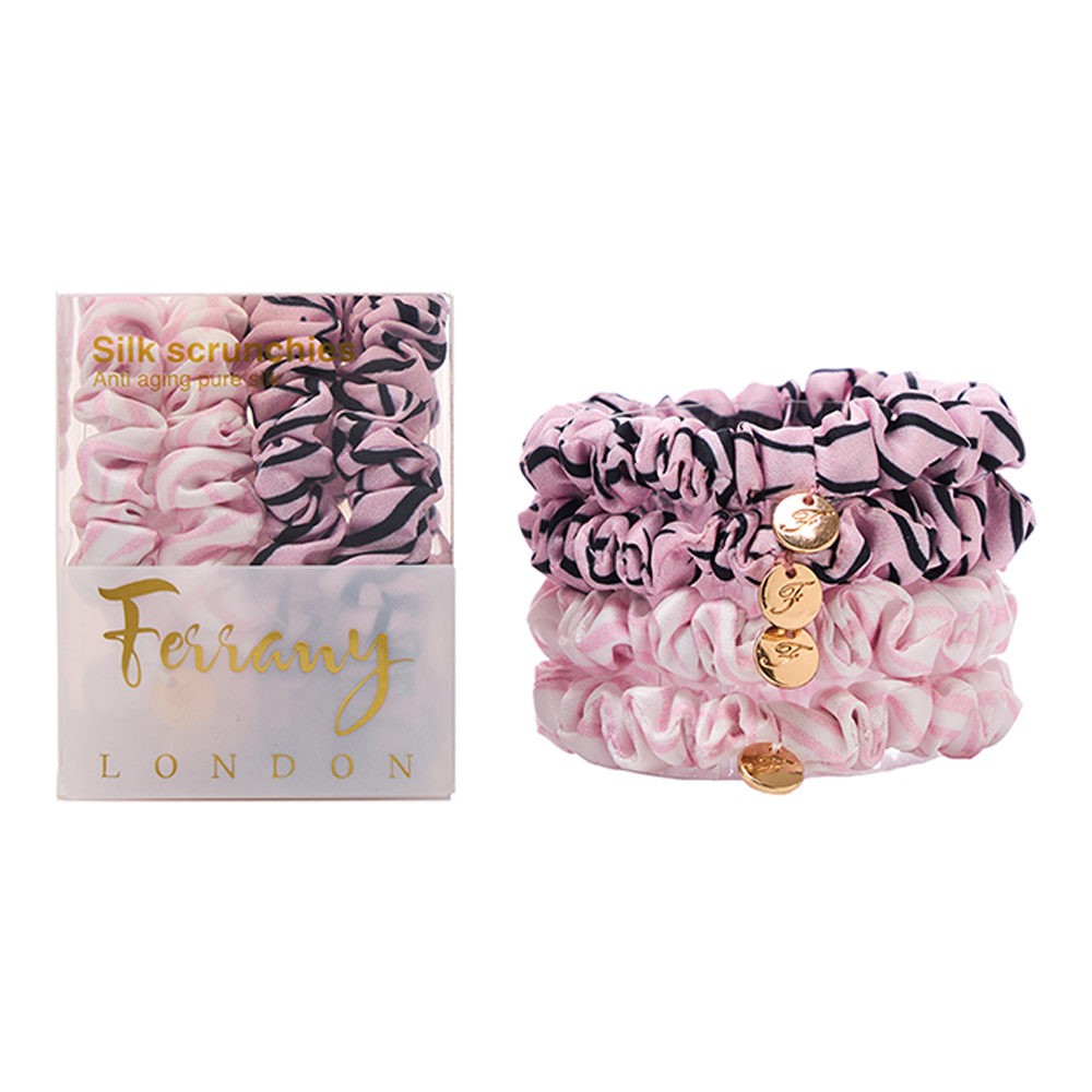 Silk Scrunchies 4 Pcs Set - Classic Blck Zebra