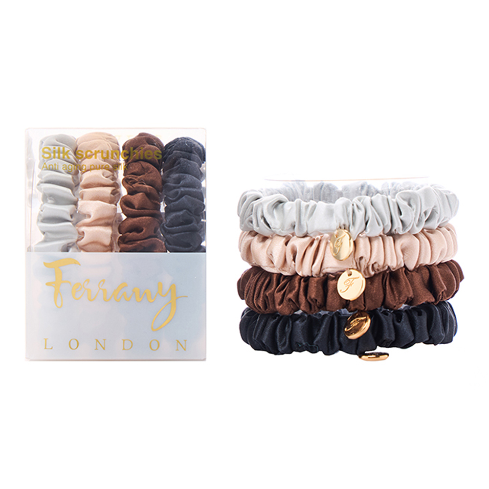 Silk Scrunchies 4 Pcs Set - Mocca