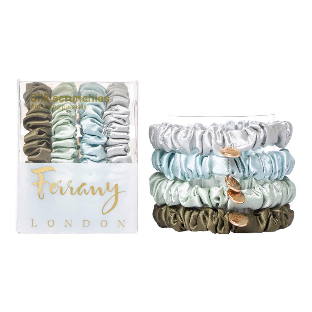 Evergreen Silk Scrunchies 4 Pcs Set