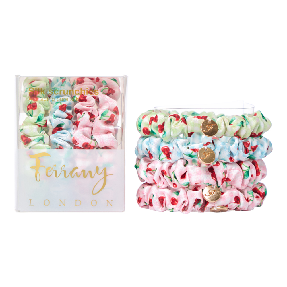 Darling Cherry Silk Scrunchies Set