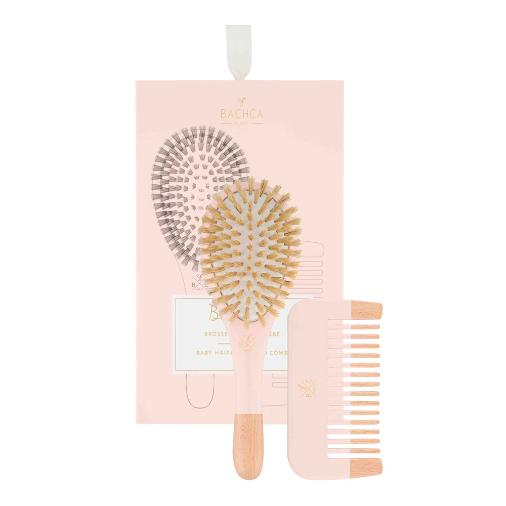 Brush + Wooden Comb Baby Kit (Pink)