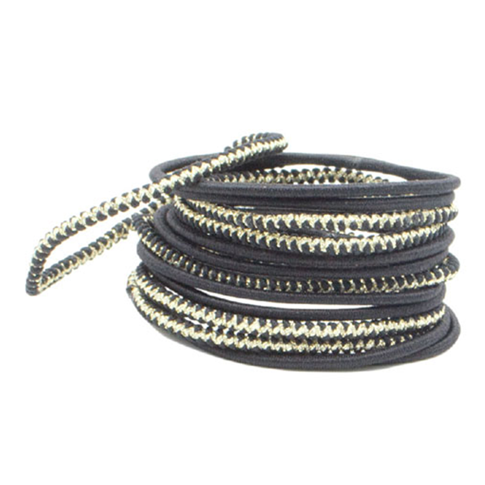 14 Thin Elastics Black And Lurex
