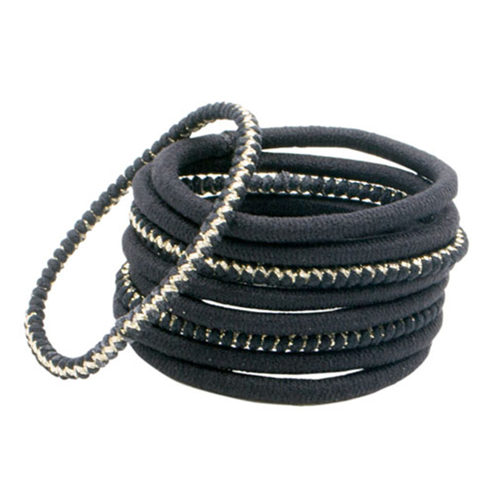 9 Large Elastics Black And Lurex