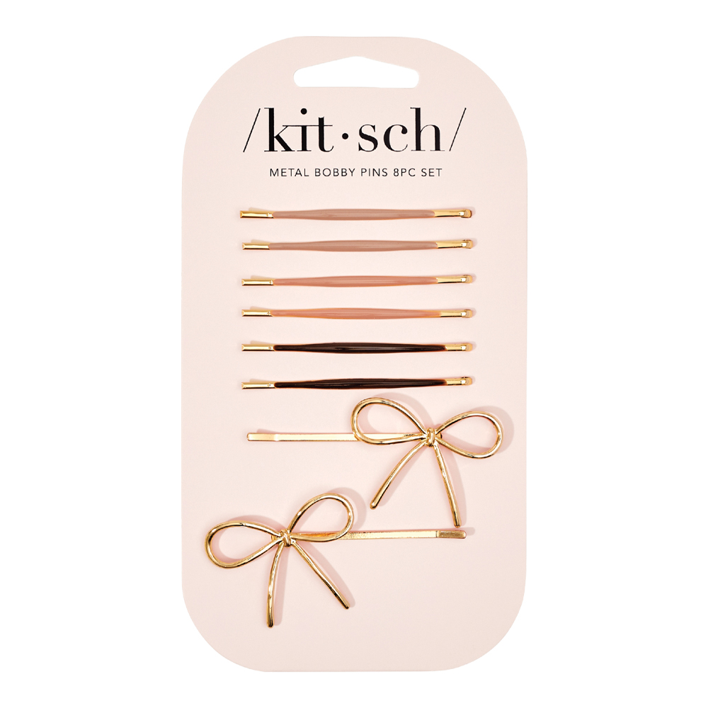 Metal Enamel Bow & Bobby Pins Set