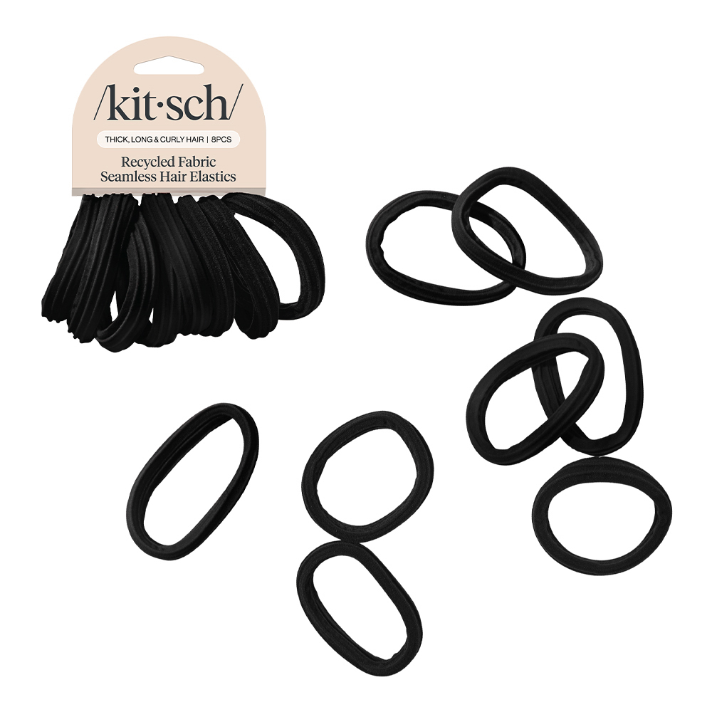 Black Seamless Hair Elastics 8pc Set