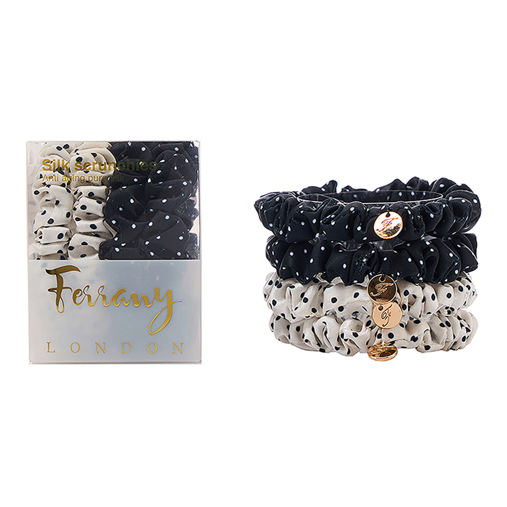 Silk Scrunchies 4 Pcs Set - Polkadot
